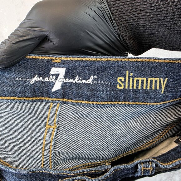 7 For All Mankind Jeans Mens 31 Dark Wash Slimmy Slim Straight Stretch Denim - Picture 10 of 15